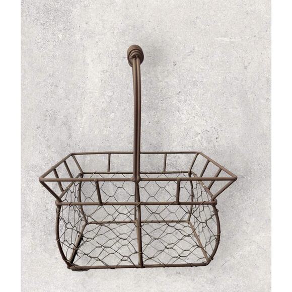 Bronze Tone Metal Basket with Handle - Picture 2 of 8
